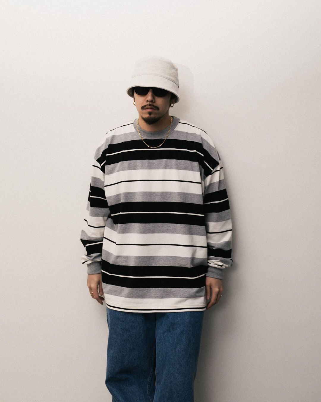 画像: COOTIE PRODUCTIONS/Panel Border L/S Tee（Black/Ash Gray/White）［パネルボーダー長袖T-24春夏］