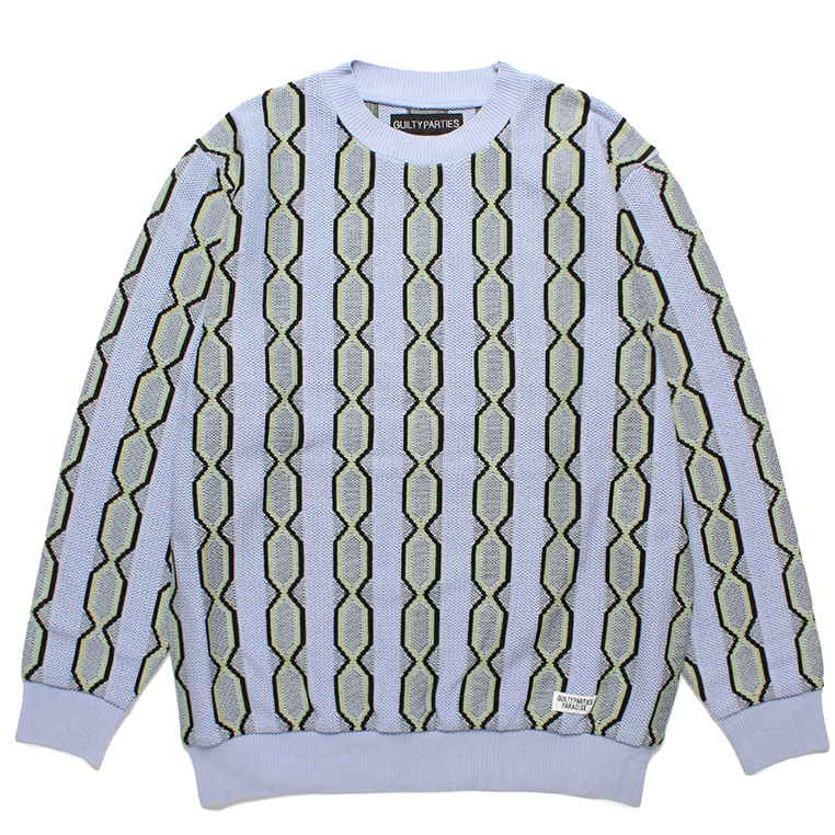 画像: WACKO MARIA/STRIPED JACQUARD KNIT SWEATER（TYPE-2）（BLUE）［ストライプジャガードセーター-24春夏］