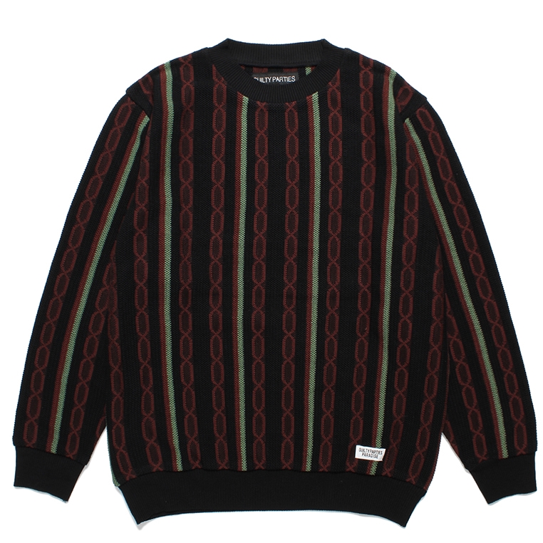 画像1: WACKO MARIA/STRIPED JACQUARD KNIT SWEATER（TYPE-1）（BLACK）［ストライプジャガードセーター-24春夏］ (1)