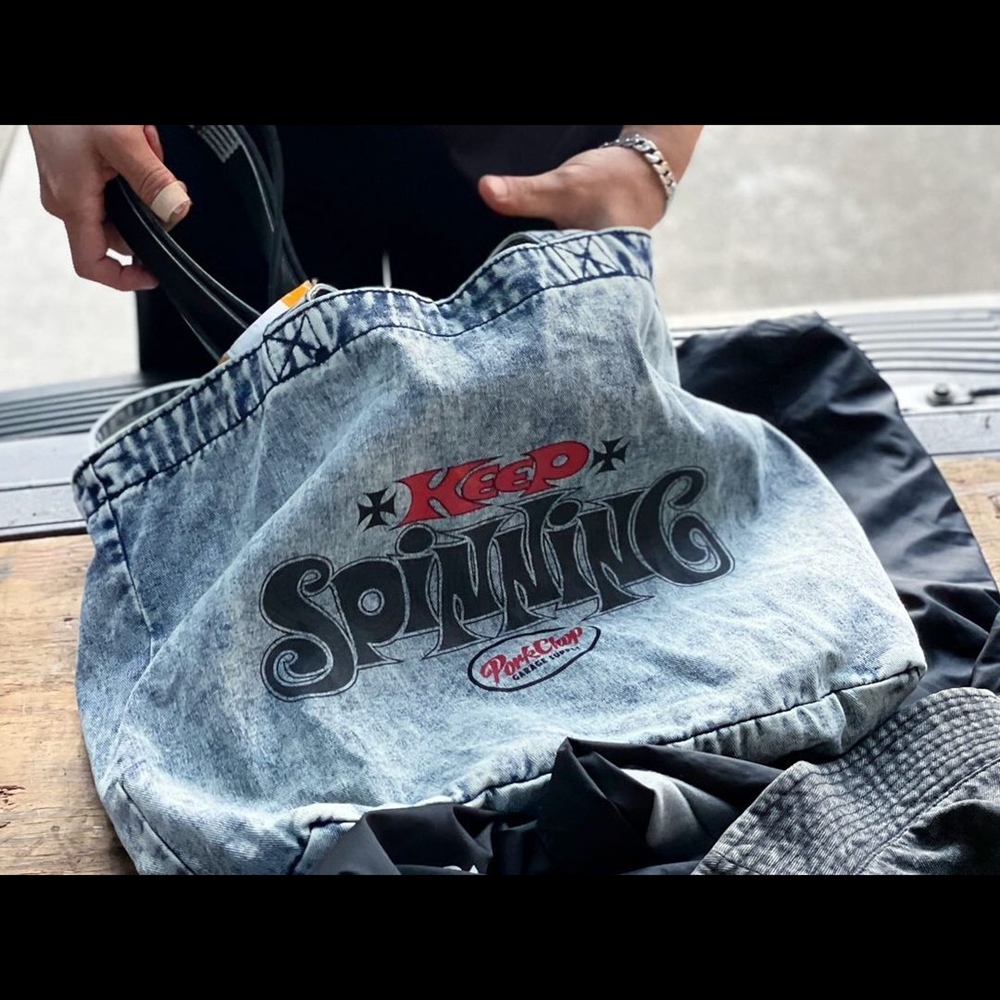 画像: PORKCHOP/SPINNING DENIM TOTEBAG（CHEMICAL WASH DENIM）［デニムトートバッグ-24春夏］