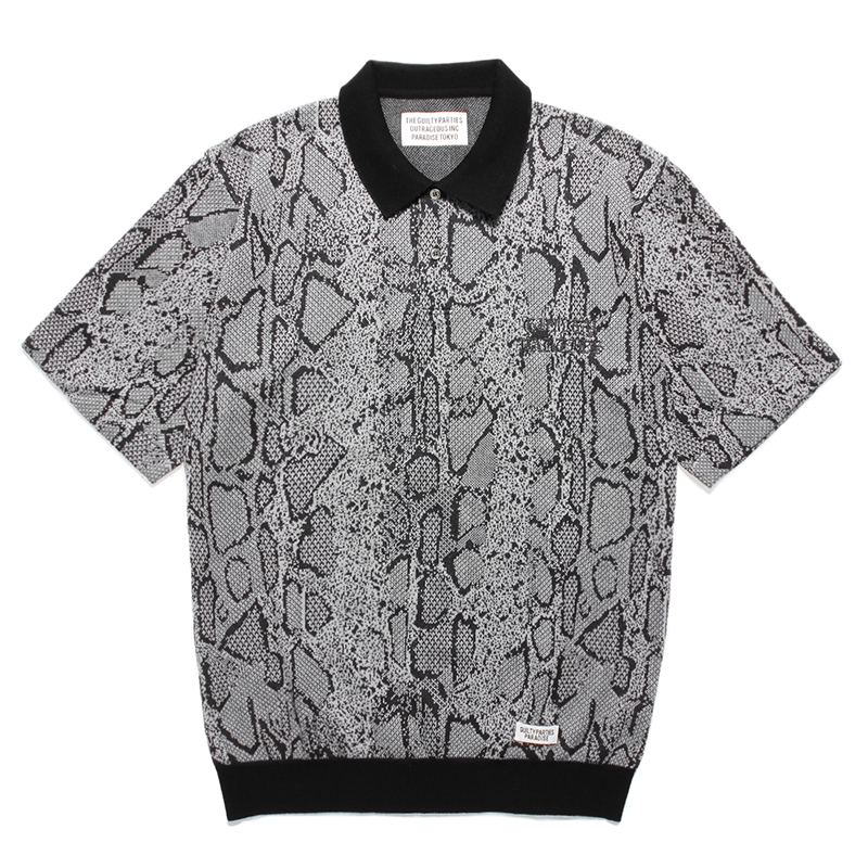 画像: WACKO MARIA/PYTHON JACQUARD KNIT POLO SHIRT（GRAY）［パイソンジャガードニットポロシャツ-24春夏］