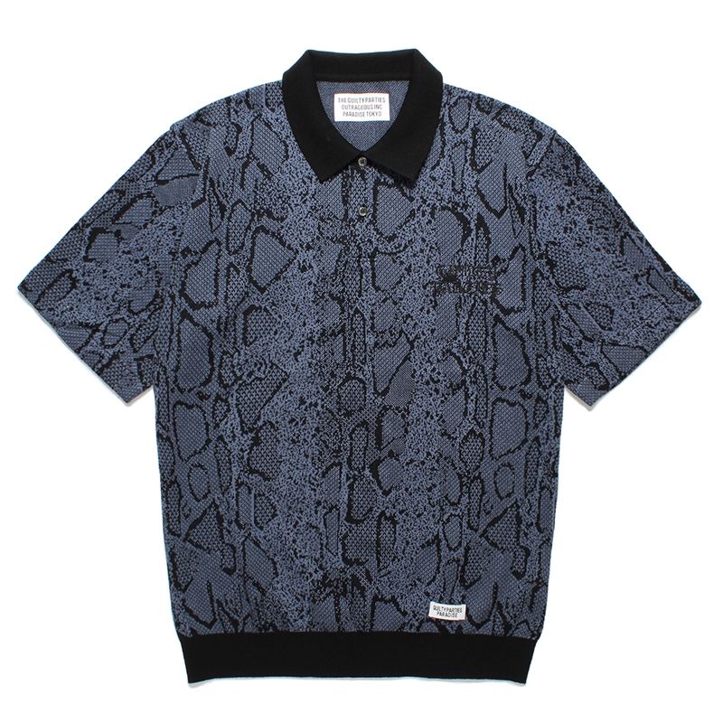 画像: WACKO MARIA/PYTHON JACQUARD KNIT POLO SHIRT（NAVY）［パイソンジャガードニットポロシャツ-24春夏］