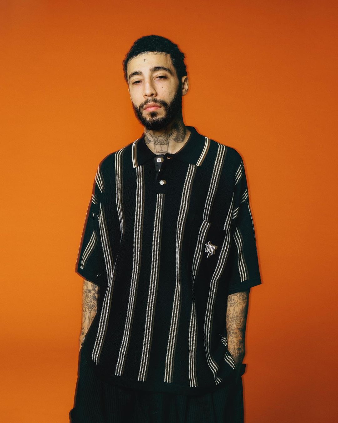 画像: TIGHTBOOTH/STRIPE KNIT POLO（Black）［ストライプニットポロ-24春夏］