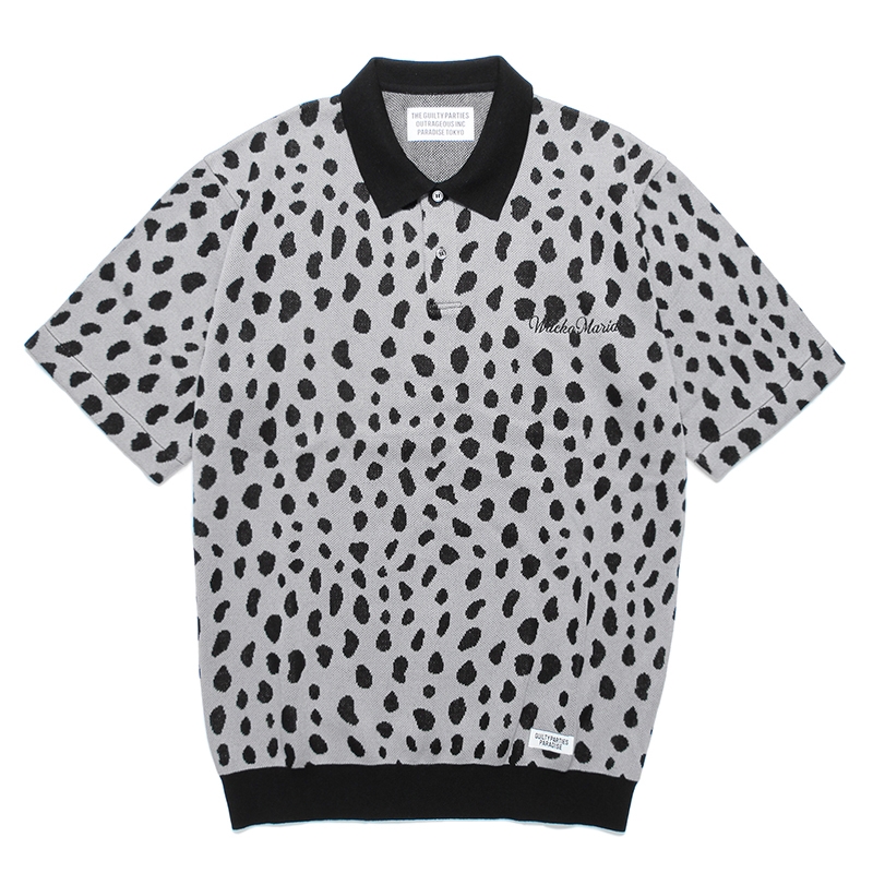 画像: WACKO MARIA/LEOPARD JACQUARD KNIT POLO SHIRT（GRAY）［レオパードジャガードニットポロシャツ-24春夏］