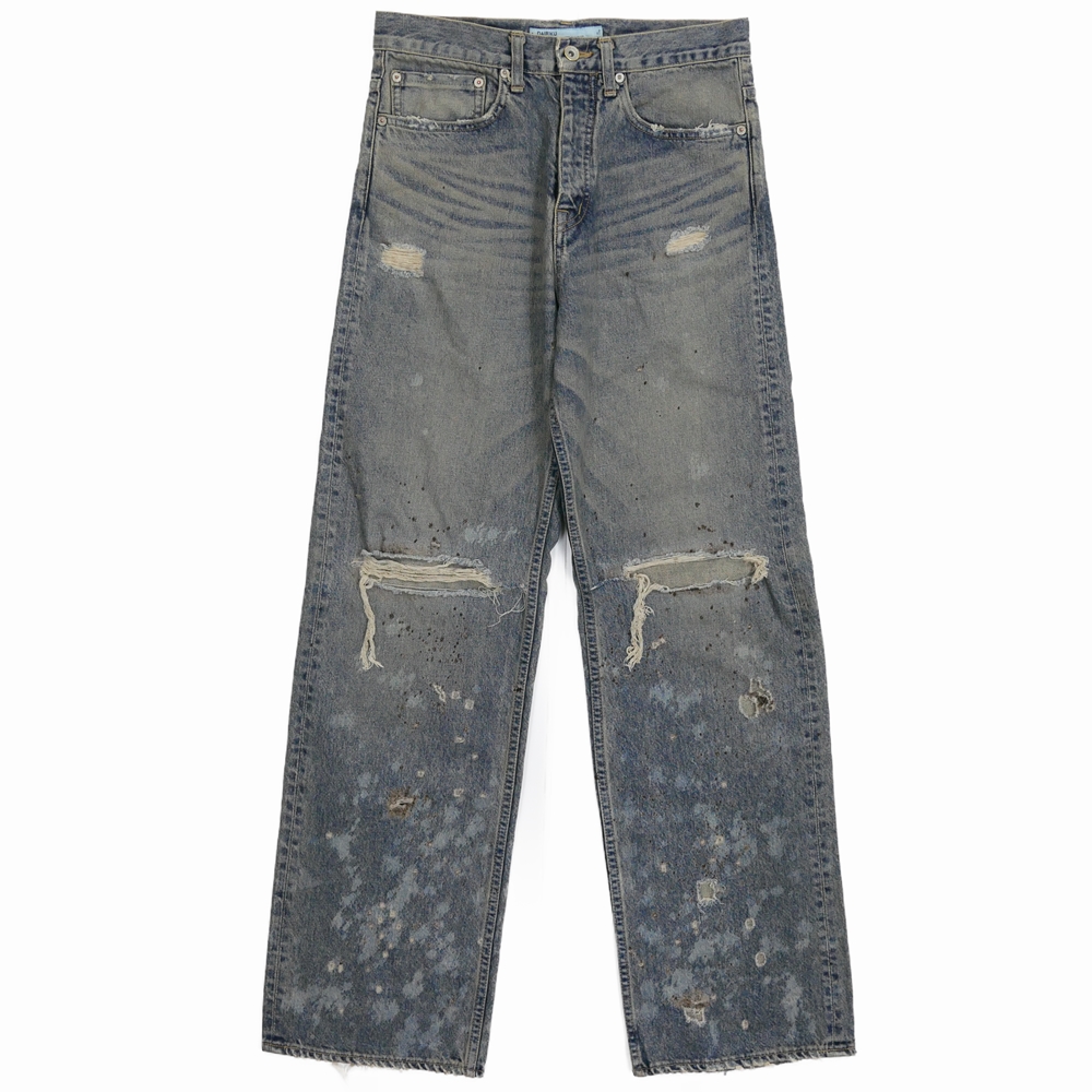 画像: DAIRIKU/"Damage" Straight Denim Pants（Indigo） 【30%OFF】［"ダメージ"ストレートデニムパンツ-24春夏］