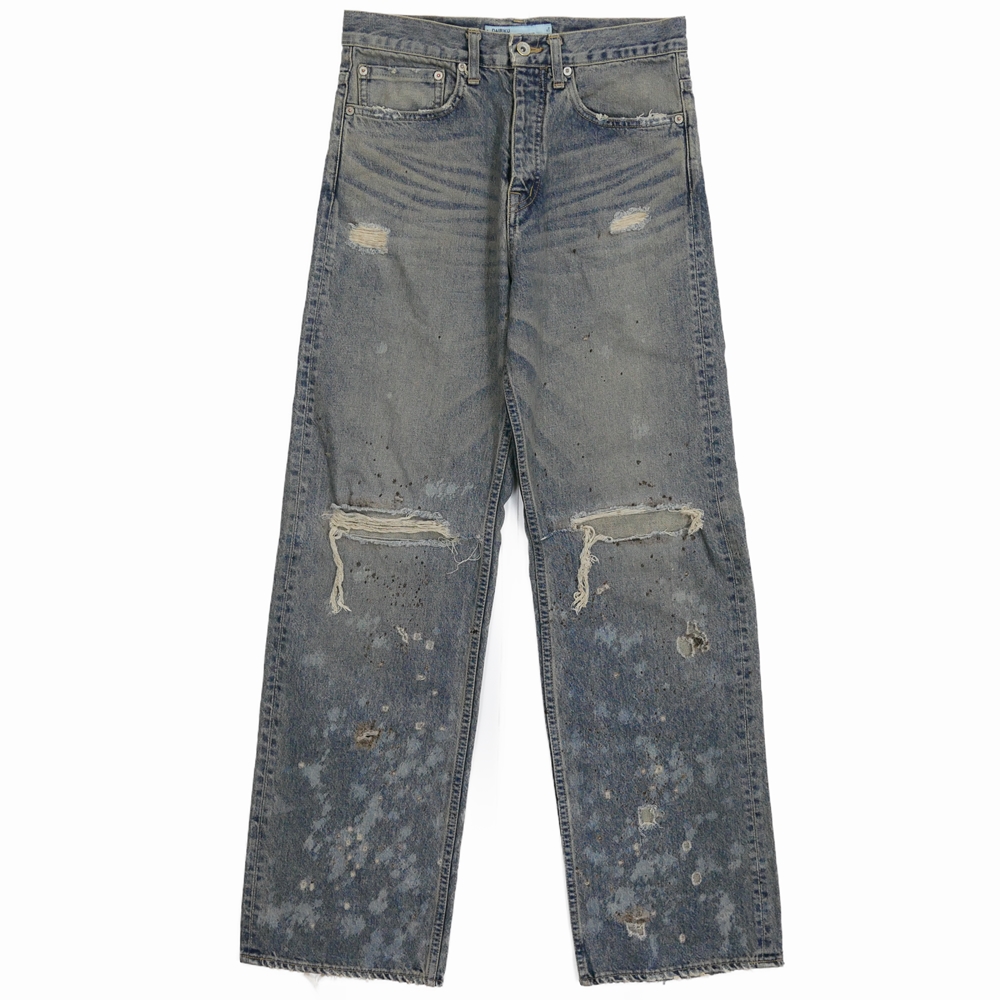 画像: DAIRIKU/"Damage" Straight Denim Pants（Indigo）［"ダメージ"ストレートデニムパンツ-24春夏］