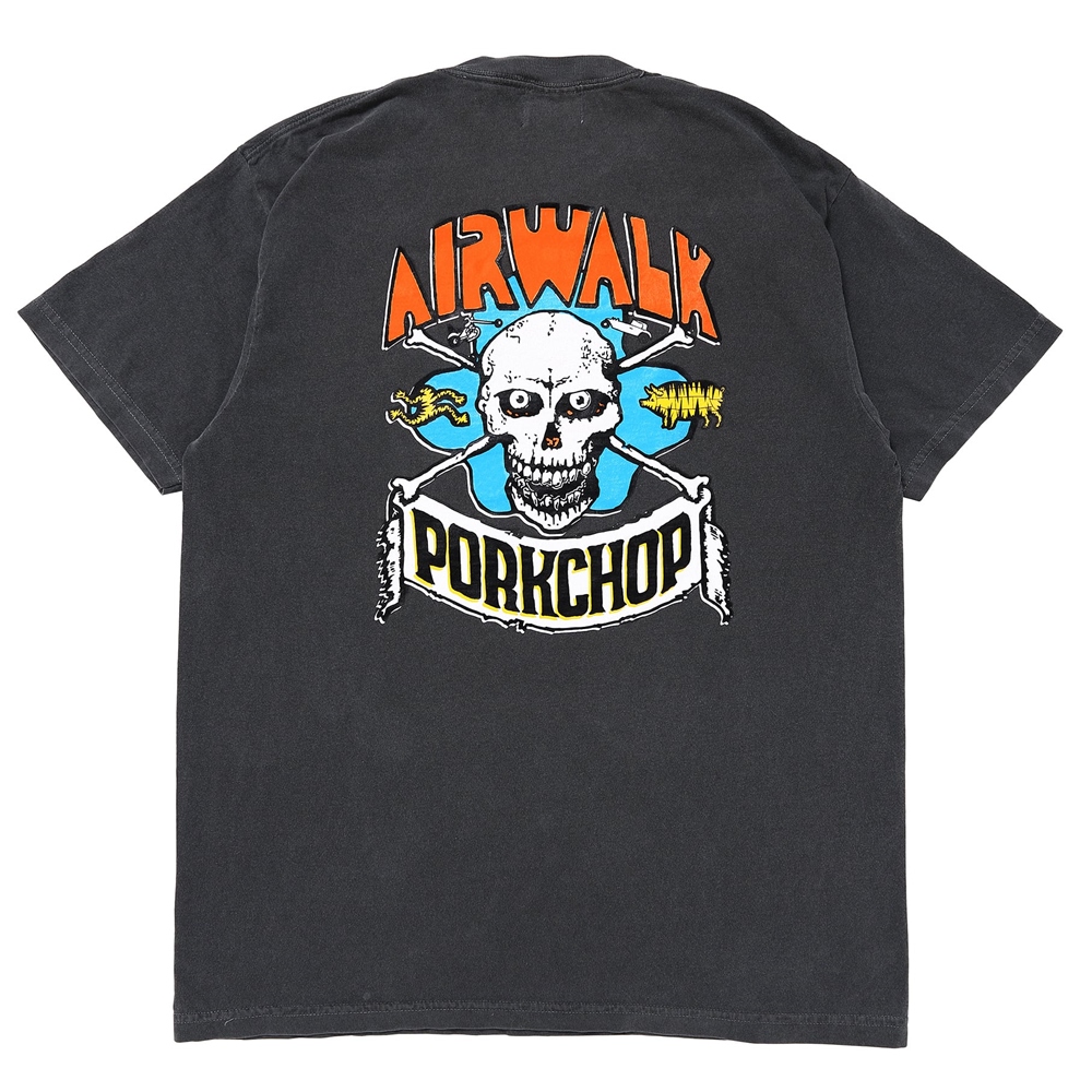 画像: PORKCHOP/AP SKELETON TEE（×AIRWALK CLASSICS）（ASH BLACK）［プリントT-24春夏］