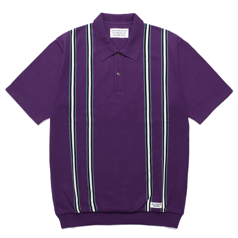 画像: WACKO MARIA/STRIPED JACQUARD KNIT POLO SHIRT（PURPLE）［ストライプジャガードニットポロシャツ-24春夏］