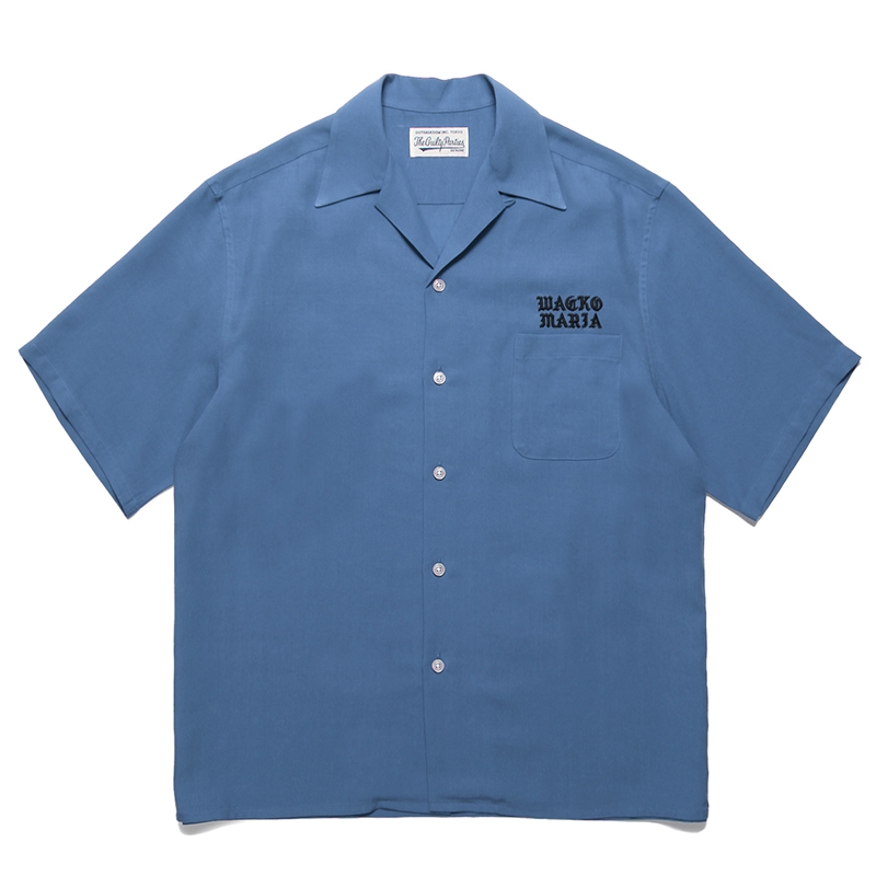 画像1: WACKO MARIA/50'S OPEN COLLAR SHIRT（BLUE）［50'Sオープンカラーシャツ-24春夏］ (1)