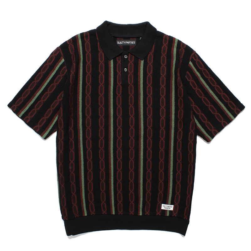 画像: WACKO MARIA/STRIPED JACQUARD SUMMER KNIT POLO SHIRT（BLACK）［ストライプジャガードサマーニットポロシャツ-24春夏］