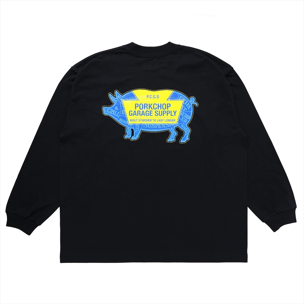 画像: PORKCHOP/LOGO PORK L/S TEE（BLACK）［プリント長袖T-24春夏］