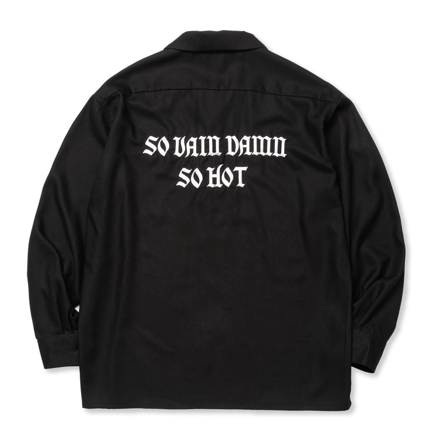 画像: 【30%OFF】CALEE/EMBROIDERY OPEN COLLAR L/S SH（BLACK）［オープンカラーシャツ-24春夏］