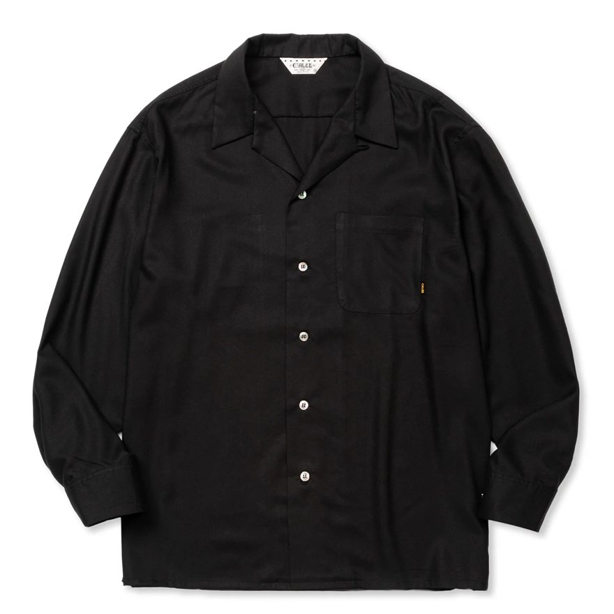 画像: CALEE/EMBROIDERY OPEN COLLAR L/S SH（BLACK）［オープンカラーシャツ-24春夏］