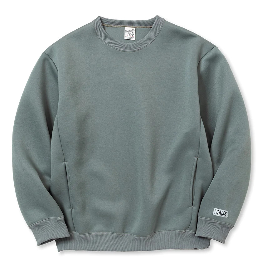 画像1: CALEE/MULTI WAY DOUBLE KNIT CREW NECK SW（BLUE GRAY）［クルーネックスウェット-23秋冬］ (1)