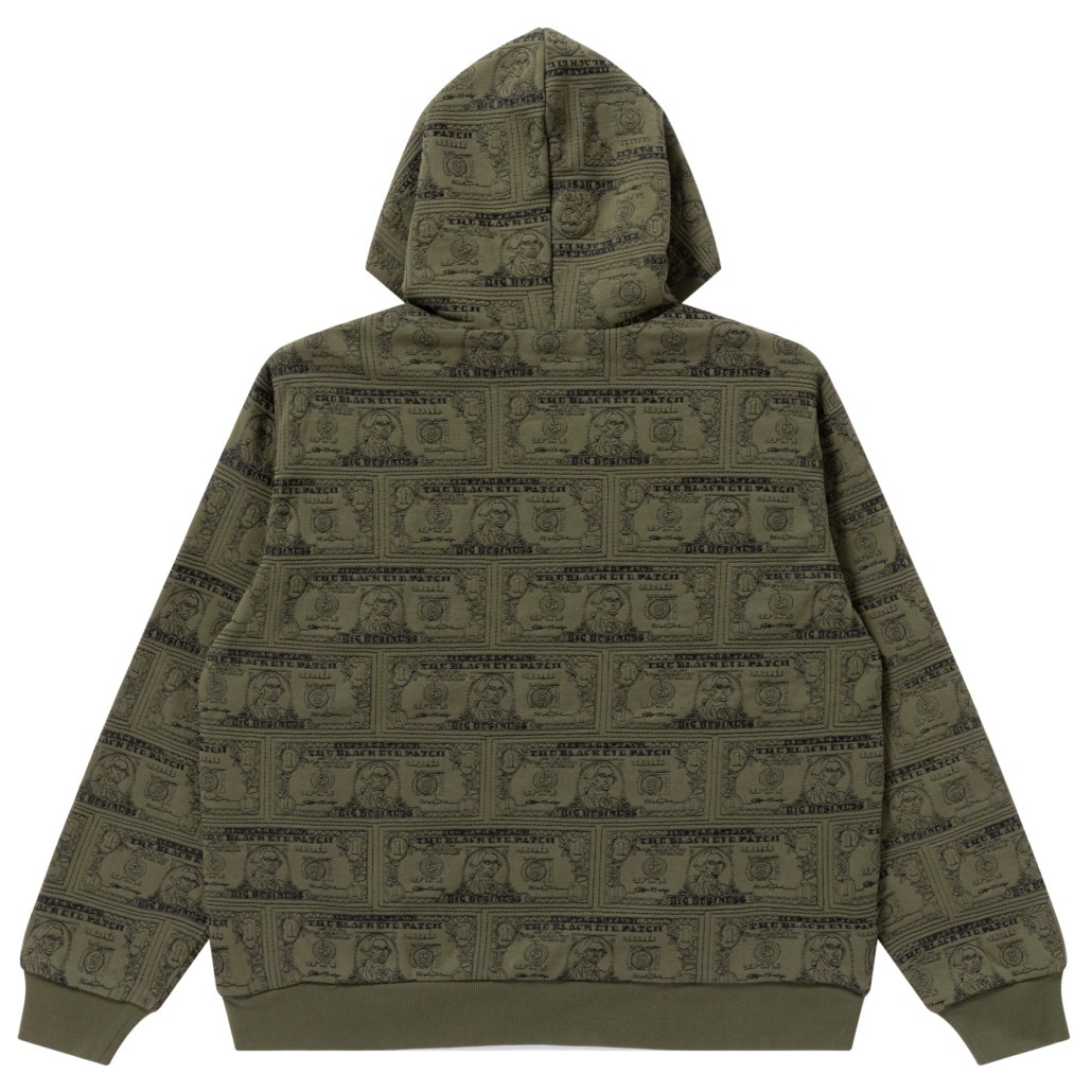 画像: BlackEyePatch/DOLLAR BILL COVERED ZIP HOODIE（OLIVE）