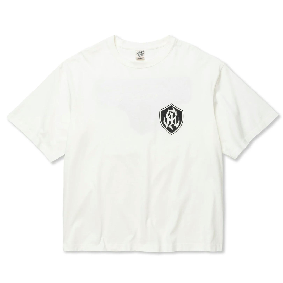 画像: 【30%OFF】CALEE/DROP SHOULDER S.V.D.S.H LOGO TEE ＜NATURALLY PAINT DESIGN＞（WHITE）［ドロップショルダープリントT-24春夏］