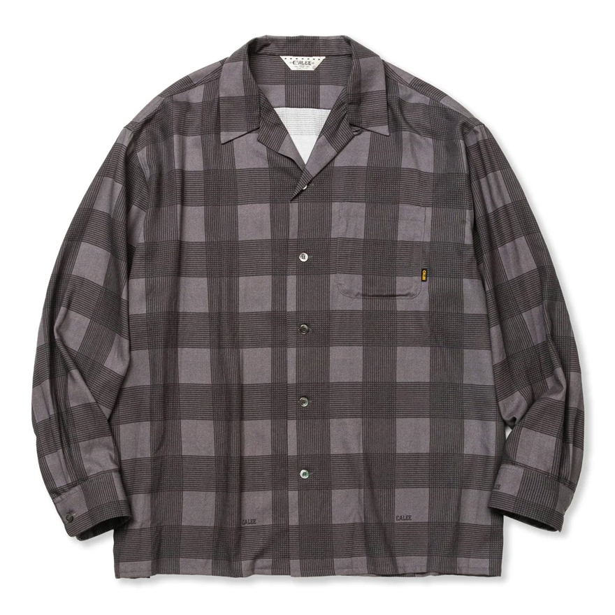 画像: 【30%OFF】CALEE/RAYON CHECK OPEN COLLAR L/S SH（BLACK）［レーヨンチェックオープンカラーシャツ-24春夏］