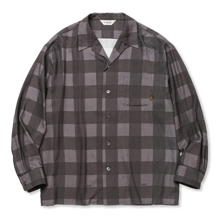 画像: CALEE/RAYON CHECK OPEN COLLAR L/S SH（BLACK）［レーヨンチェックオープンカラーシャツ-24春夏］