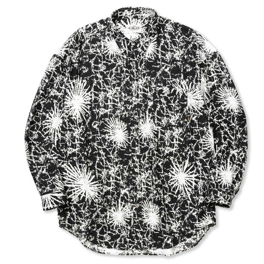 画像: CALEE/BATIK PATTERN OVER SHILHOUETTE L/S SH（BLACK）［オーバーシルエットシャツ-24春夏］