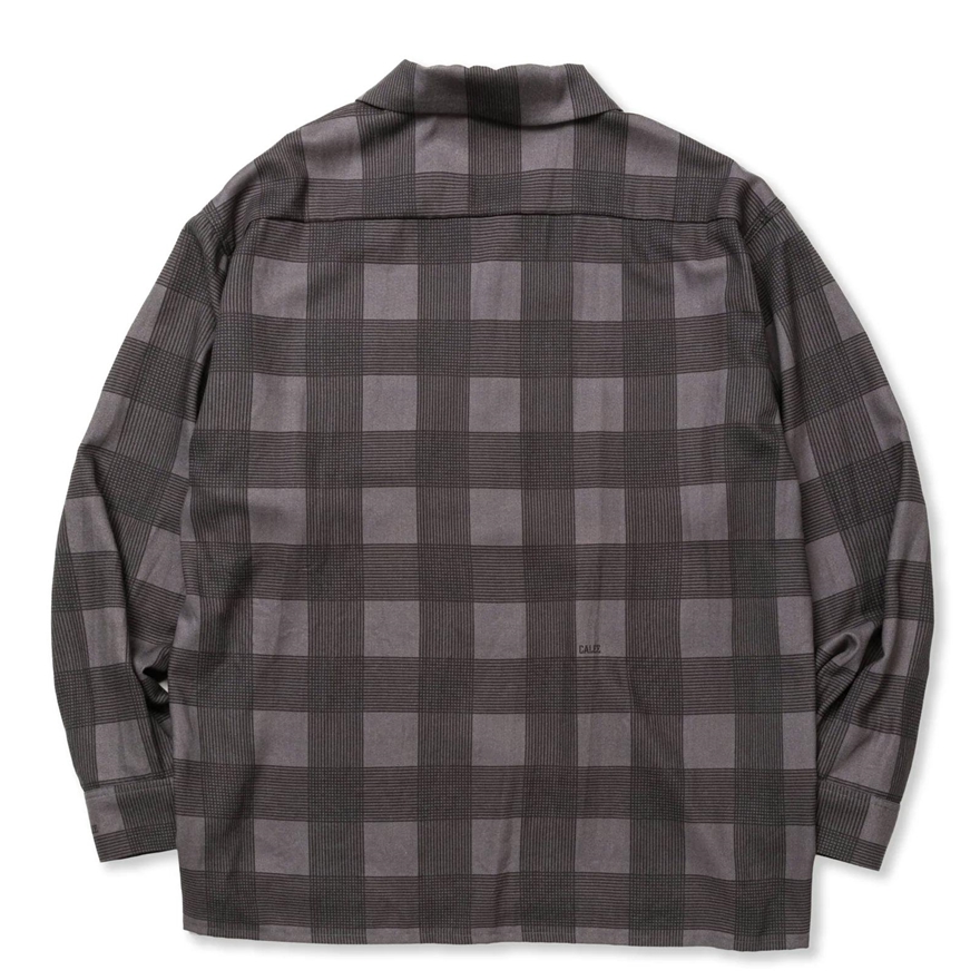 画像: CALEE/RAYON CHECK OPEN COLLAR L/S SH（BLACK）［レーヨンチェックオープンカラーシャツ-24春夏］