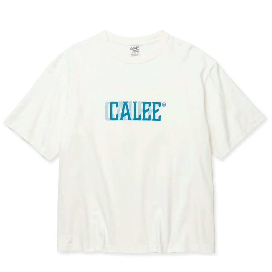 画像: 【30%OFF】CALEE/DROP SHOULDER CALEE BLUR LOGO TEE（WHITE）［ドロップショルダープリントT-24春夏］