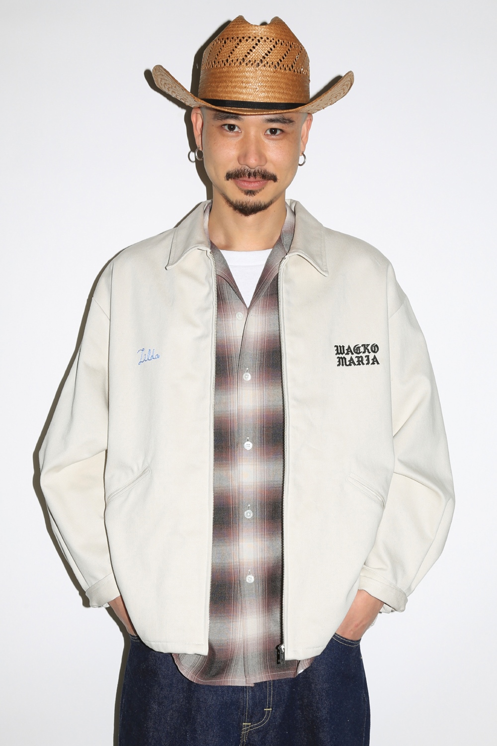 画像: WACKO MARIA/OMBRE CHECK OPEN COLLAR SHIRT（PURPLE）［オンブレチェックオープンカラーシャツ-24春夏］