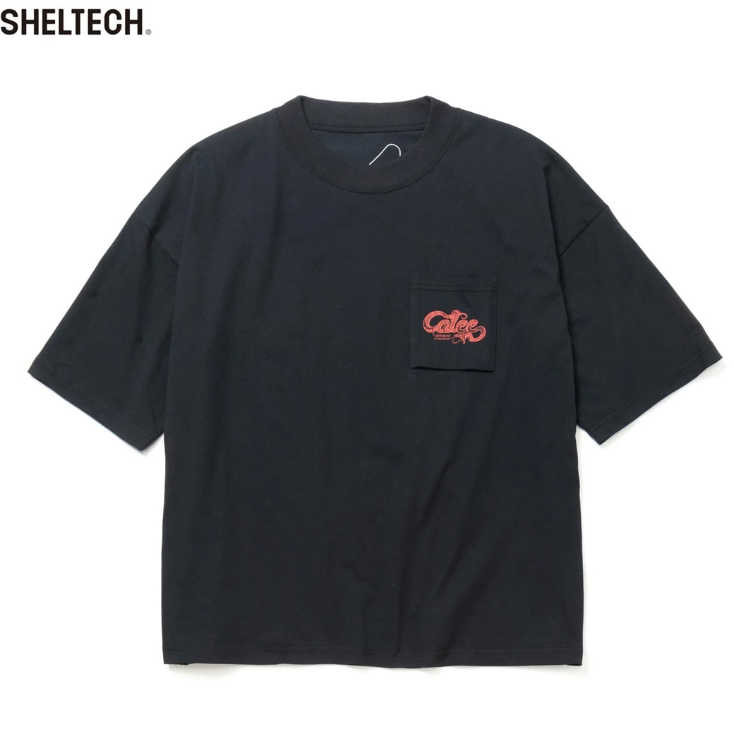 画像: 【30%OFF】CALEE/× SHELTECH CL SNAKE LOGO DROP SHOULDER TEE（BLACK）［ドロップショルダーポケT-24春夏］