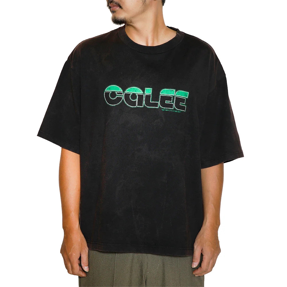 画像: 【30%OFF】CALEE/CALEE LOGO POWDER BLEACH DROP SHOULDER S/S TEE（USED BLACK）［パウダーブリーチT-24春夏］