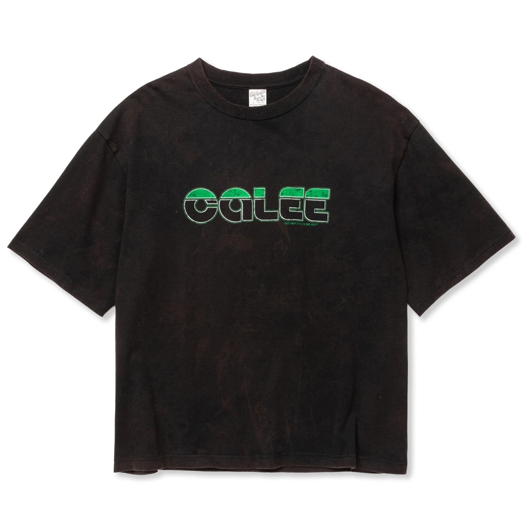 画像: 【30%OFF】CALEE/CALEE LOGO POWDER BLEACH DROP SHOULDER S/S TEE（USED BLACK）［パウダーブリーチT-24春夏］
