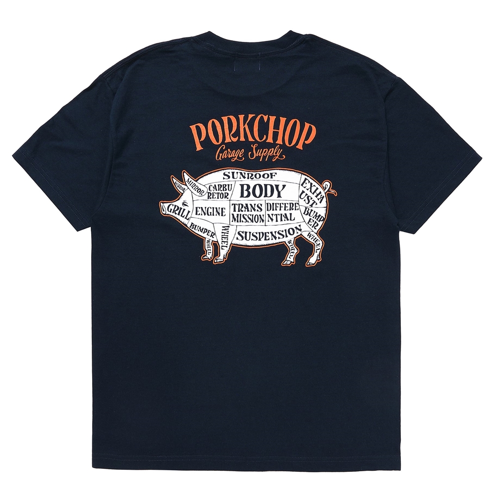 画像: PORKCHOP/PORK BACK TEE（NAVY）［プリントT-24春夏］