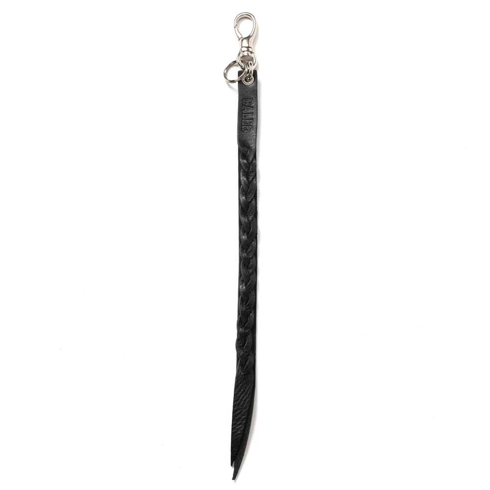 画像: CALEE/STUDS & KNITTING LEATHER LONG KEY RING（BLACK）［レザーロングキーリング-24秋冬］
