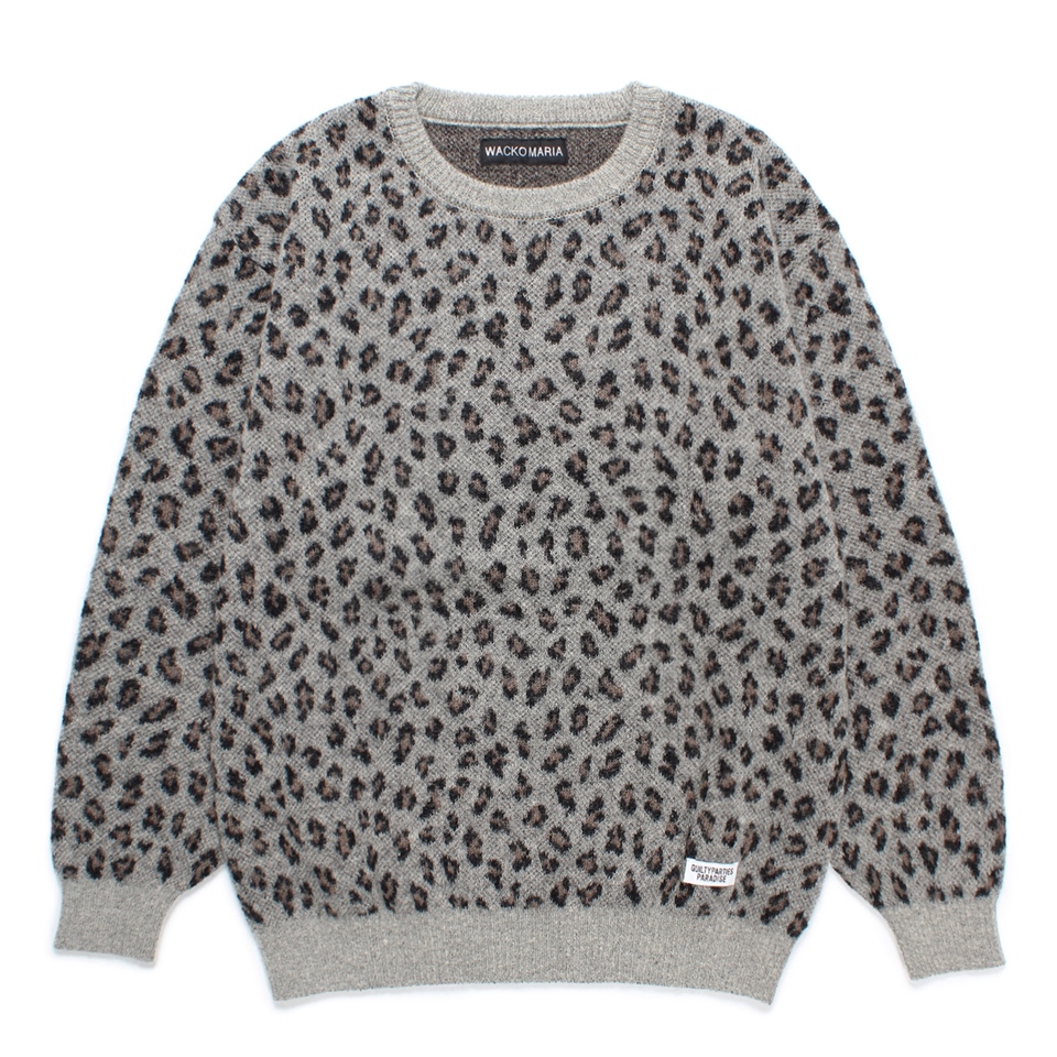 画像: WACKO MARIA/LEOPARD JACQUARD MOHAIR KNIT SWEATER（GRAY）［レオパードモヘアセーター-24秋冬］