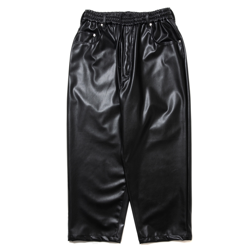 画像: COOTIE PRODUCTIONS/Faux Leather 5 Pocket Wide Easy Pants（Black）［ビーガンレザーワイドイージーパンツ-24秋冬］