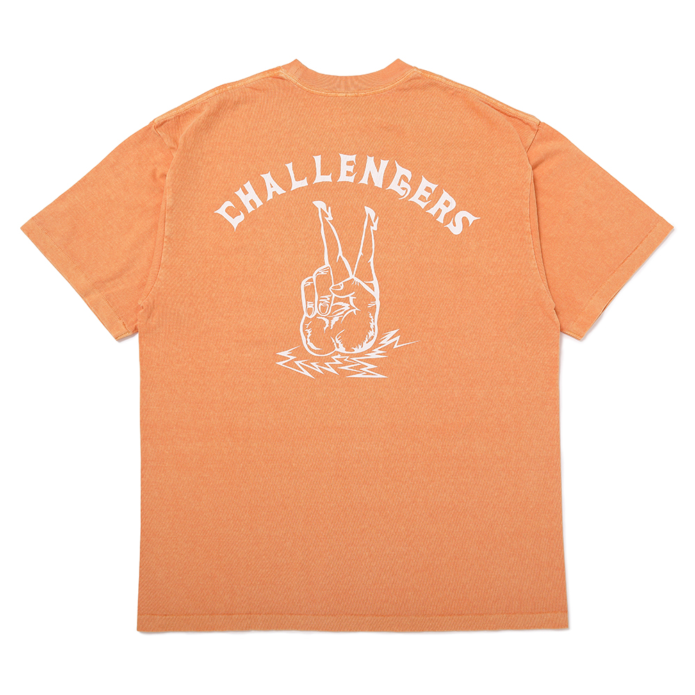 画像: CHALLENGER/PIGMENT PEACE TEE（LT ORANGE）［ピグメント染めプリントT-25春夏］