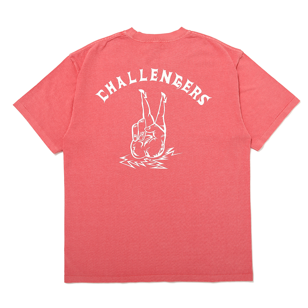 画像: CHALLENGER/PIGMENT PEACE TEE（LT CHERRY）［ピグメント染めプリントT-25春夏］