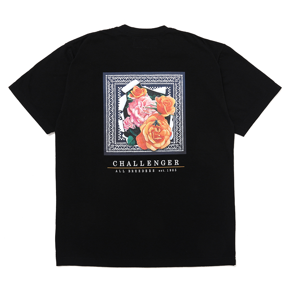 画像: CHALLENGER/ROSE BANDANA TEE（BLACK）［プリントT-25春夏］