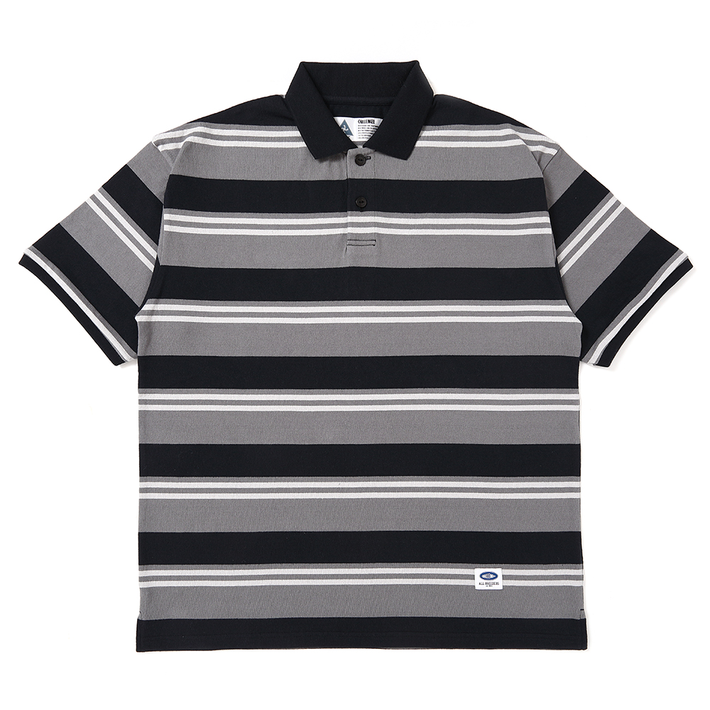 画像: CHALLENGER/S/S BORDER POLO（GRAY/BLACK）［ボーダーポロ-25春夏］