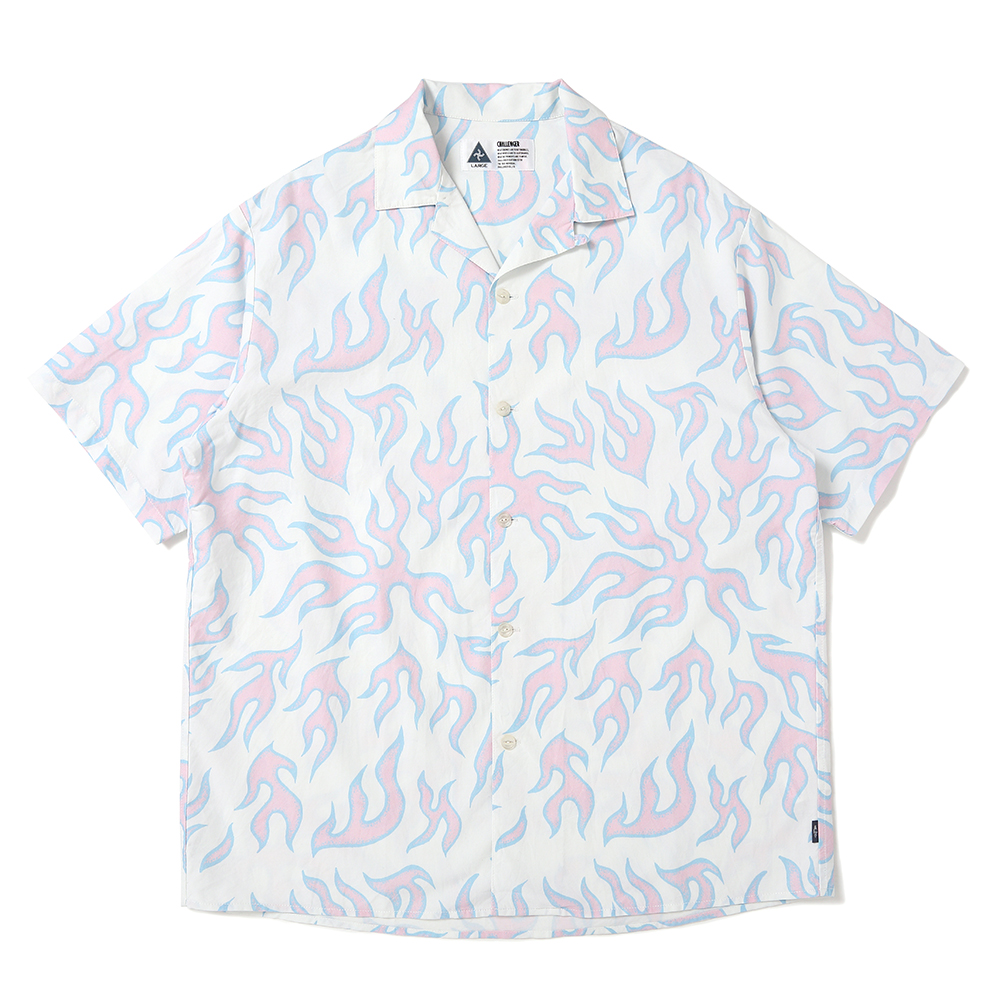 画像: CHALLENGER/S/S FIRE SHIRT（LT PINK/WHITE）［ファイヤーシャツ-25春夏］