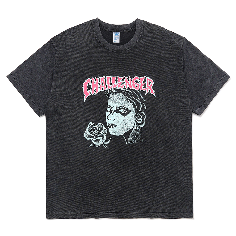 画像: CHALLENGER/PUNK GIRL TEE（PEPPER BLACK）［ピグメント染めプリントT-25春夏］