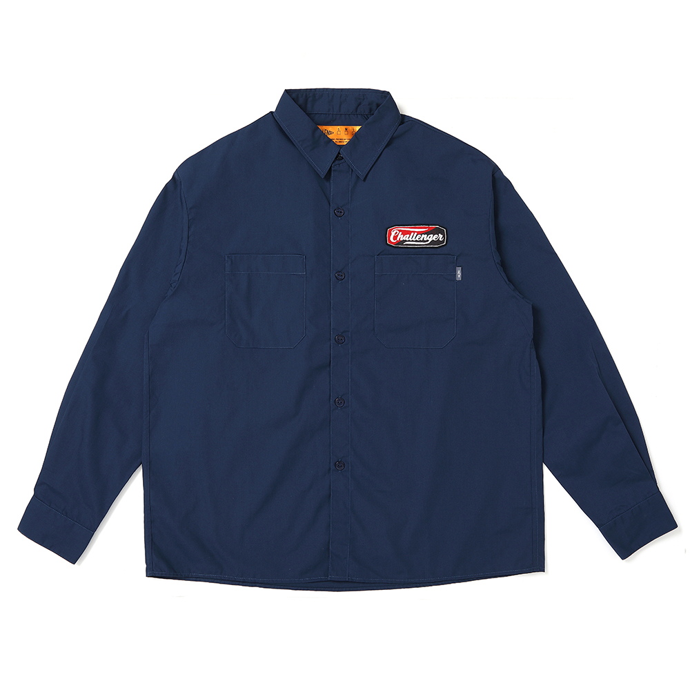 画像: CHALLENGER/L/S PATCHED WORK SHIRT（NAVY）［パッチドワークシャツ-25春夏］