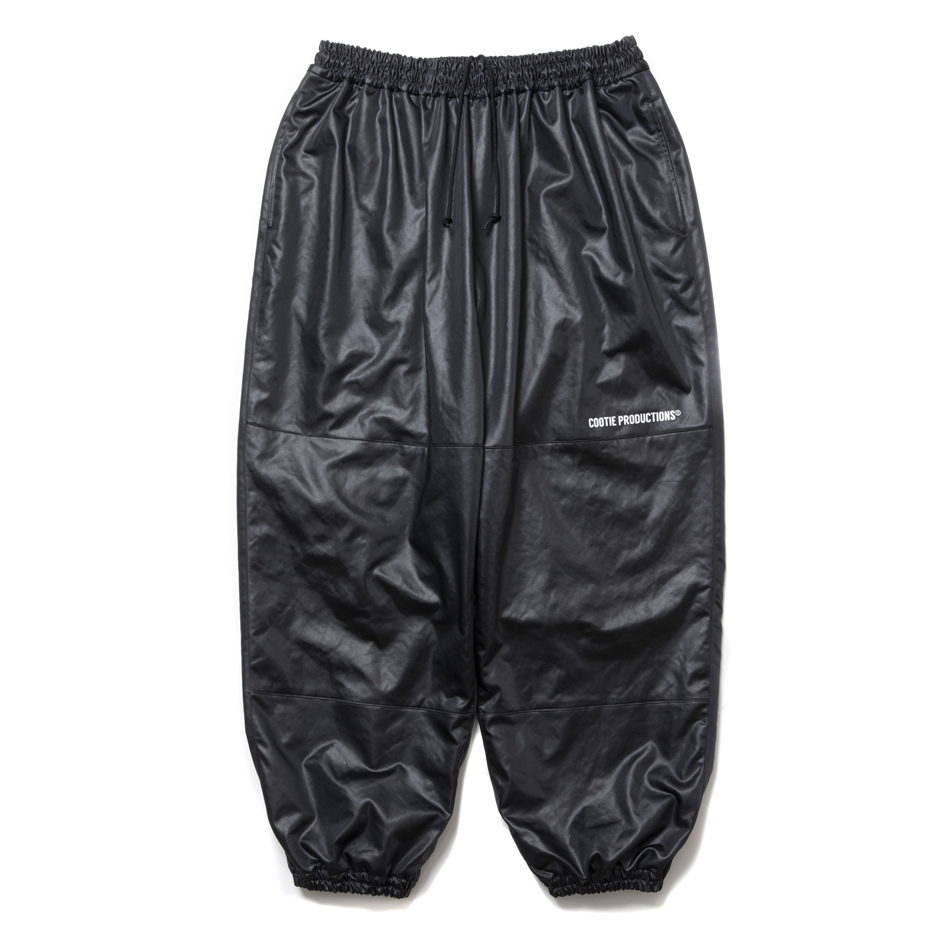 画像: COOTIE PRODUCTIONS/Damp Coated Satin Wide Track Pants（Black）［ワイドトラックパンツ-25春夏］