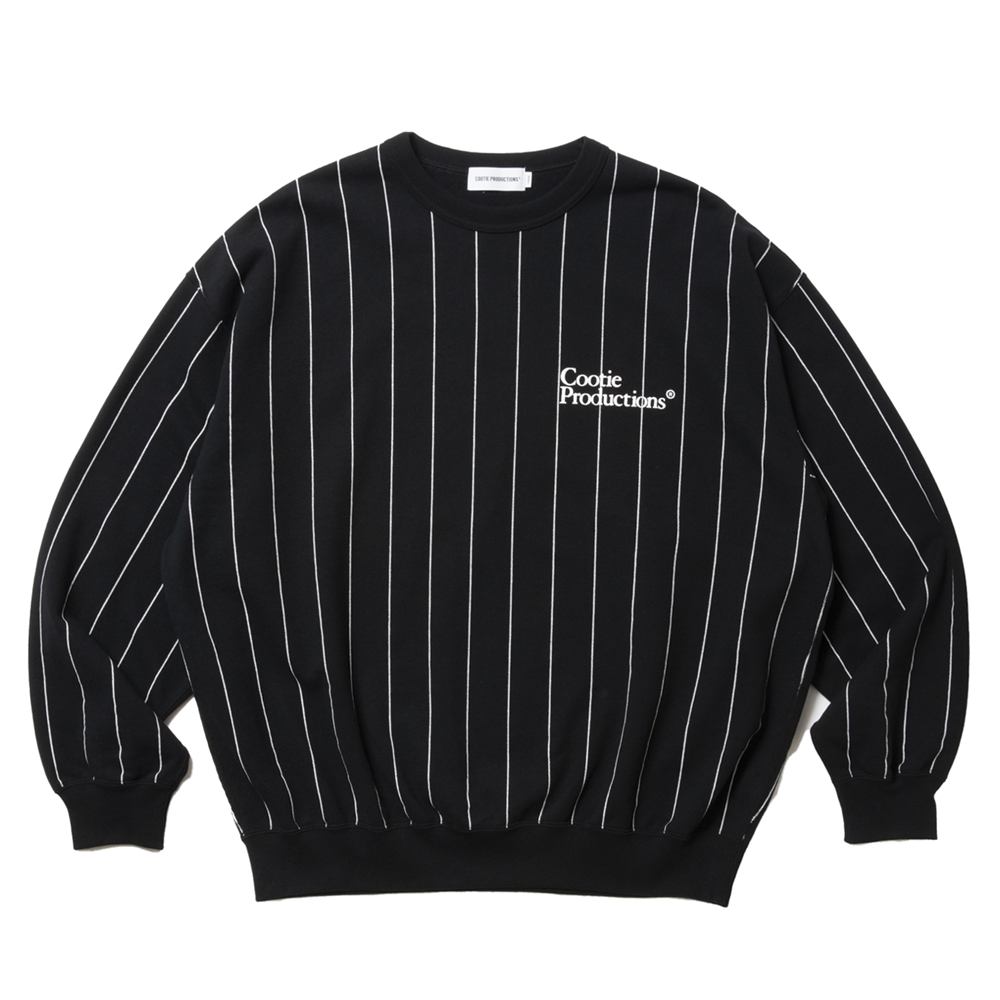 画像: COOTIE PRODUCTIONS/Allover Print Open End Yarn Sweat Crew（Black）［ストライプスウェットクルー-25春夏］