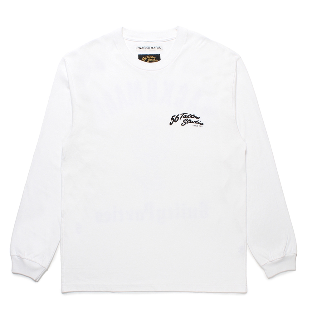 画像: WACKO MARIA/56 TATTOO STUDIO / WASHED HEAVY WEIGHT LONG SLEEVE T-SHIRT（WHITE）［プリント長袖T-25春夏］