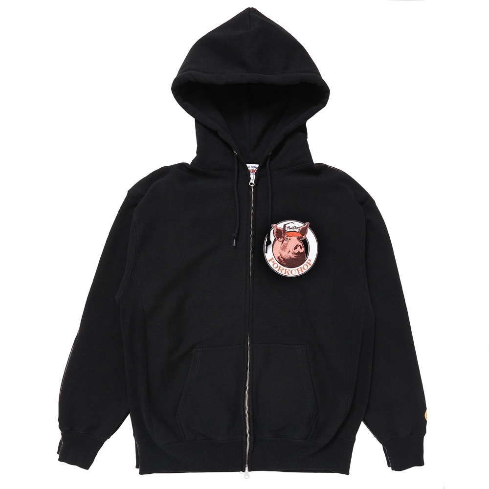 画像: PORKCHOP/C PORK ZIP UP HOODIE（BLACK）［ジップアップフーディー-25春夏］