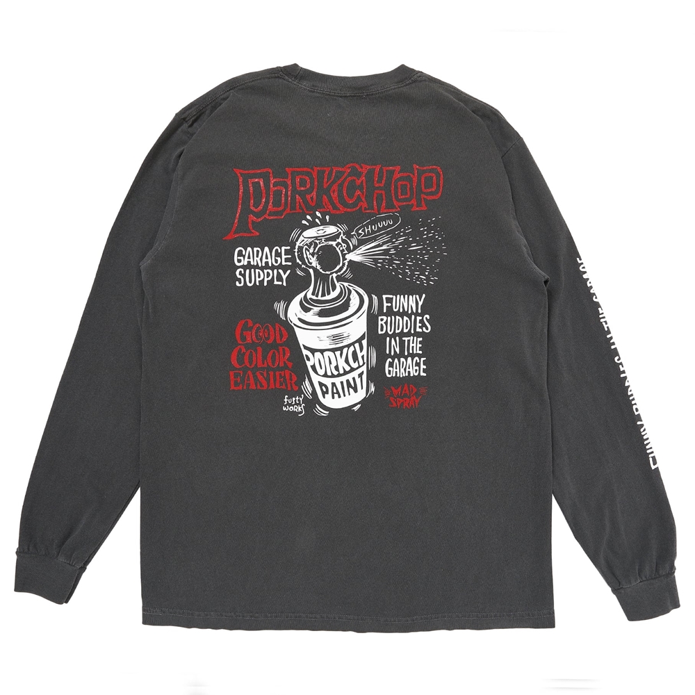 画像: PORKCHOP/MAD SPRAY L/S TEE（ASH BLACK）［プリント長袖T-25春夏］