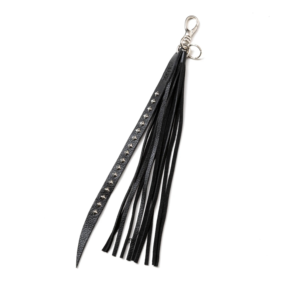 画像: CALEE/STUDS & TASSEL LEATHER LONG KEY RING（BLACK）［レザーロングキーリング-25春夏］