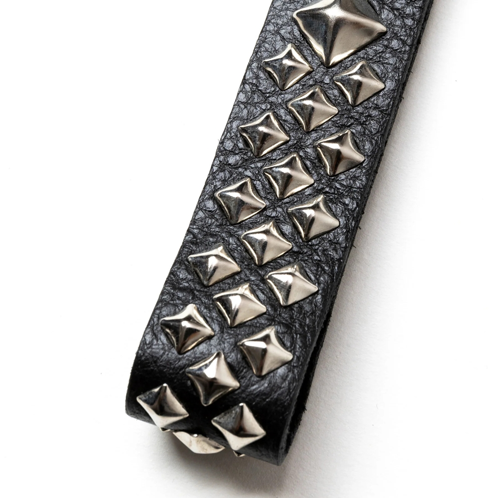 画像: CALEE/STUDS LEATHER FLAT KEY RING（BLACK）［フラットキーリング-25春夏］