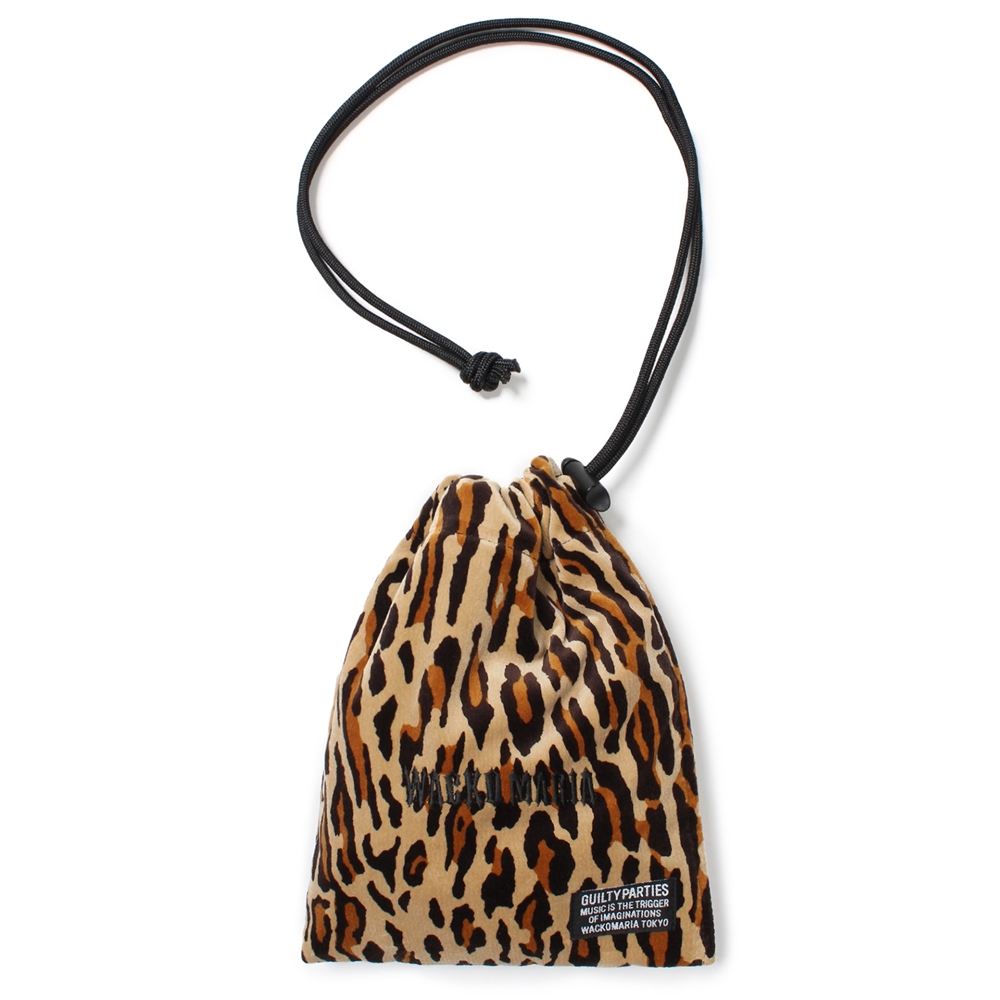 画像: WACKO MARIA/LEOPARD VELOUR DRAWSTRING BAG（BEIGE）［レオパードベロアドローストリングバッグ-25春夏］