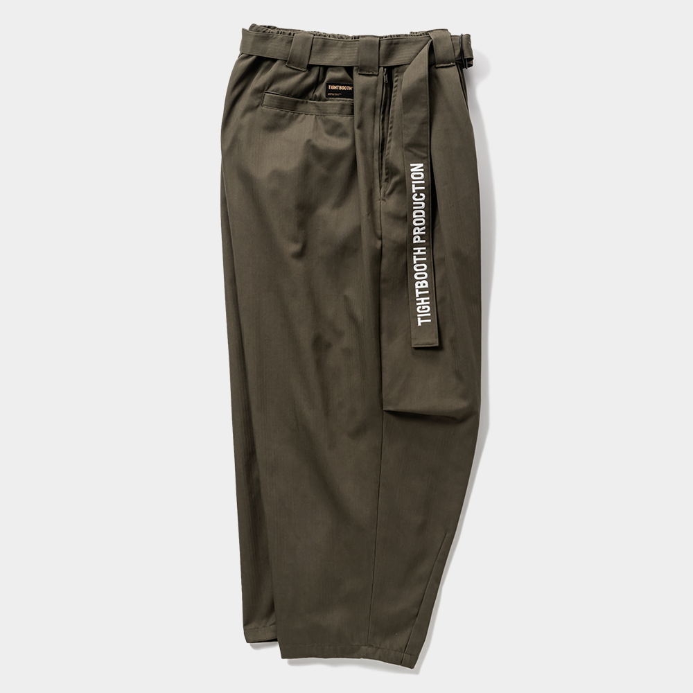 画像: TIGHTBOOTH/HERRINGBONE BALLOON PANTS（Olive）［ヘリンボーンバルーンパンツ-25春夏］