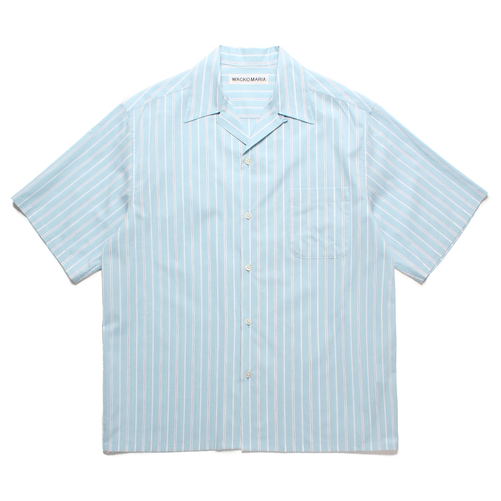 画像: WACKO MARIA/STRIPED OPEN COLLAR SHIRT（BLUE）［ストライプオープンカラーシャツ-25春夏］